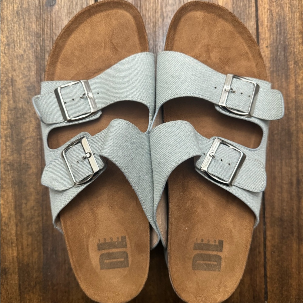 Gray Double Strap Sandals